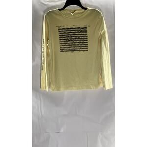 ALLIANCE Men's Beige Music Script Crewneck Long Sleeve T-Shirt SZ L